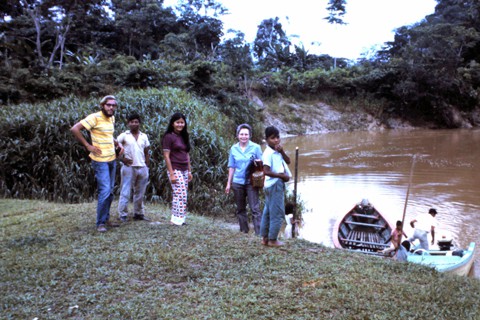 Loren Schulze (left) on banks of Amazon